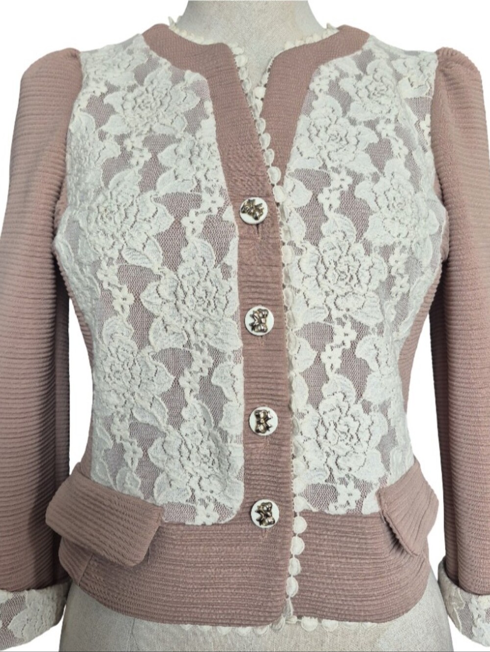 Soma Womens Lace Overlay Front Jacket Size M/L (FITS LIKE SMALL)